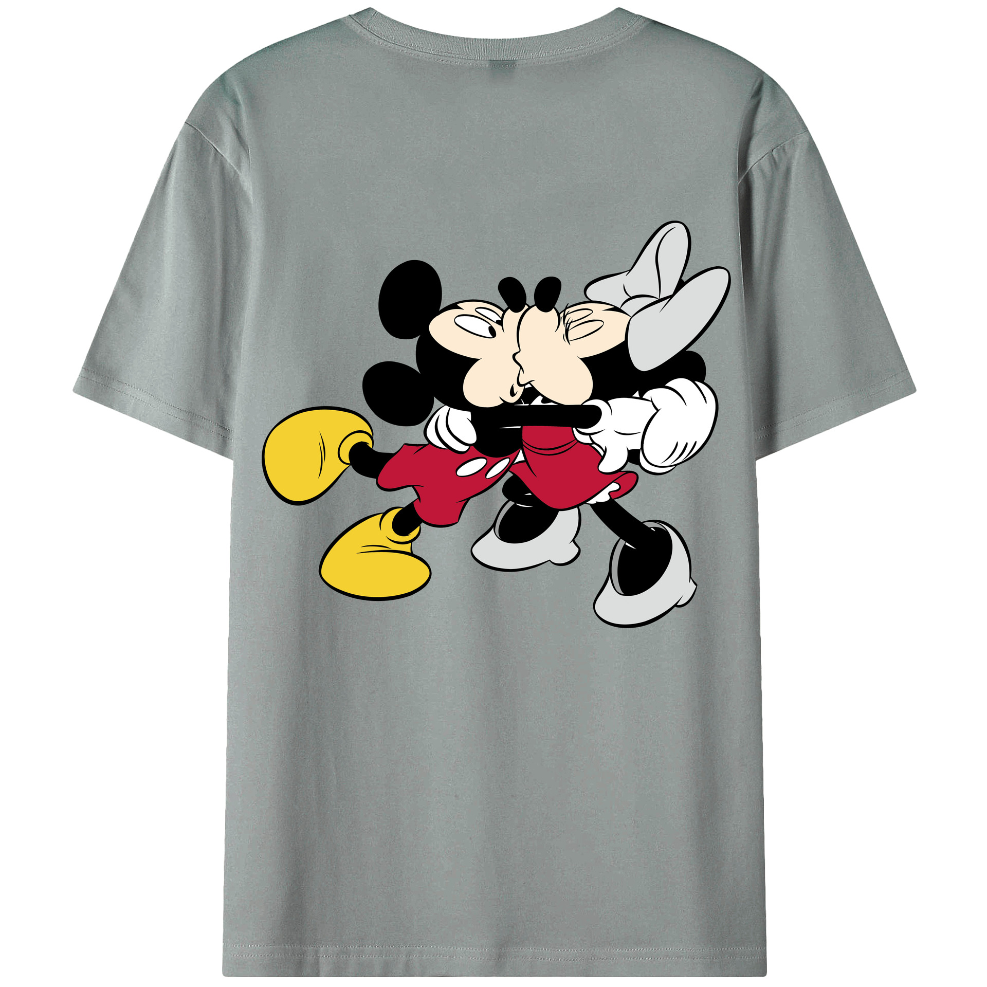 ミッキーマウス Mickey Mouse 綿100％ メンズ半袖Tシャツ（バックプリント） 通気性